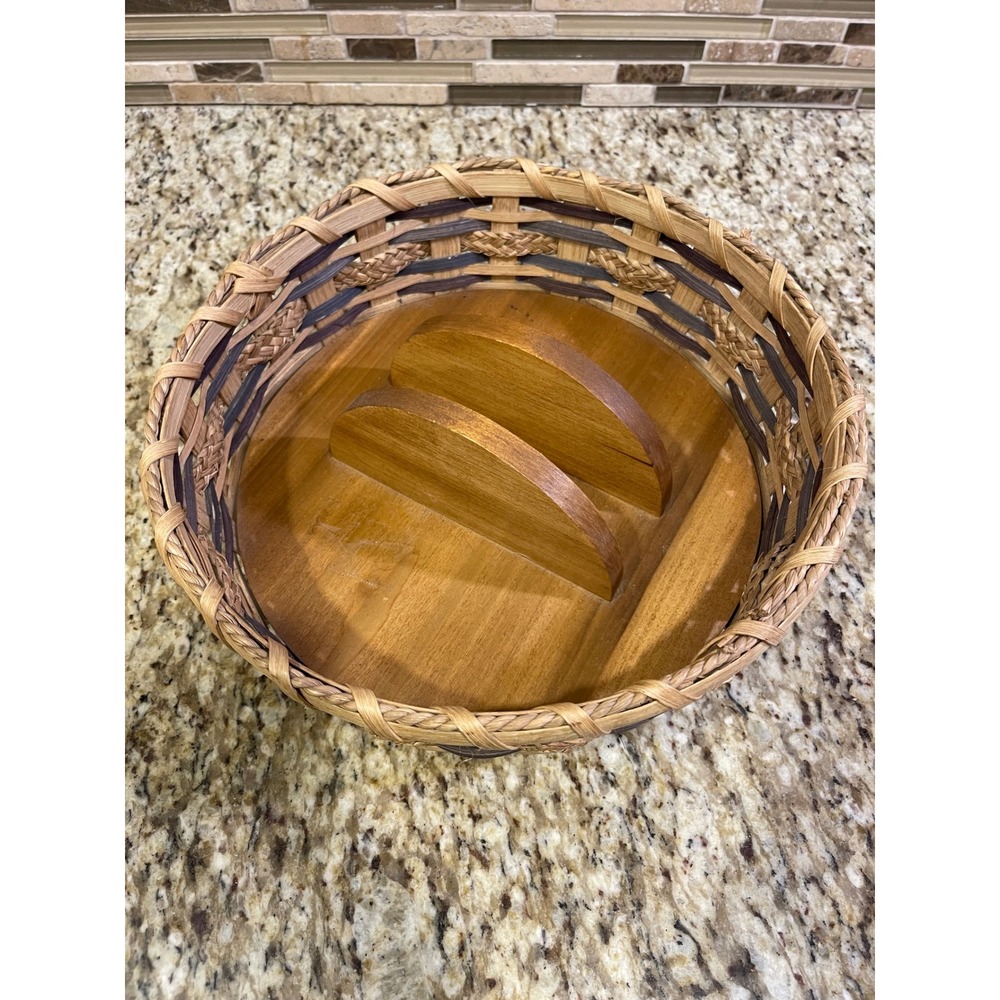Handmade Woven lazy Susan Basket‎ Dividers Round Napkin or Letter Holder